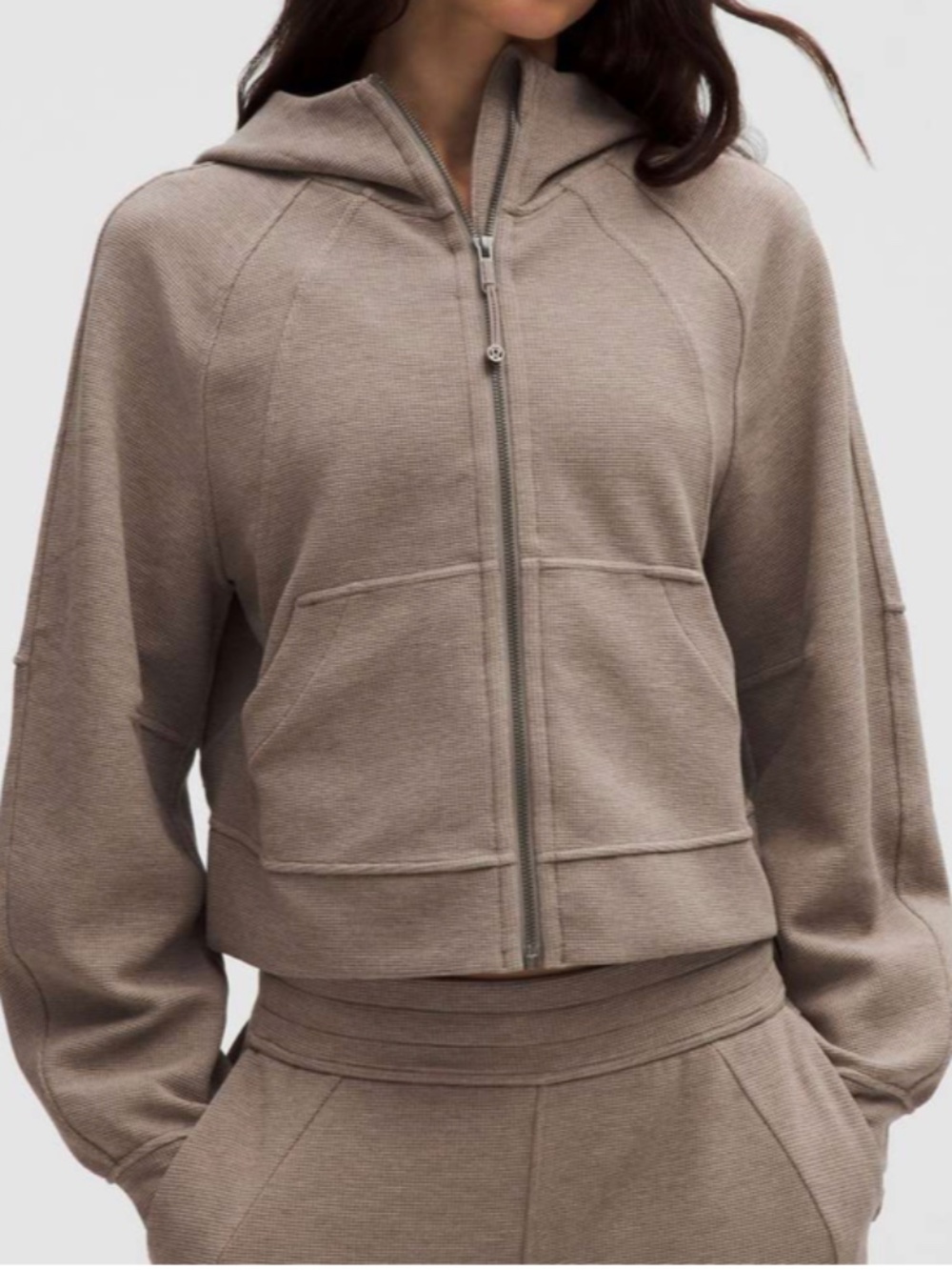 Lululemon Scuba Oversized Full-Zip Hoodie, Waffle, Heathered Warm Ash Grey